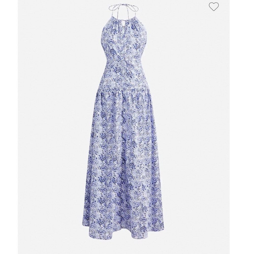J.Crew Collection Anguilla halter dress dandelion swirl Paisley 4 Blue BI692